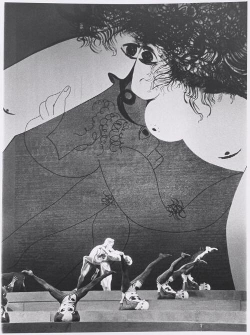 Dancers rehearse Elektra in front of the Furies backdrop designed by Arthur Boyd, Covent Garden, England, 1963 [picture] / Axel Poignant