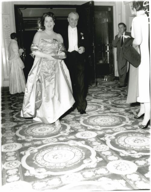 Harold Holt and his wife Zara Holt at the Olympic Ball, Melbourne Town Hall, 22 November, 1956 [picture] / Bruce Howard