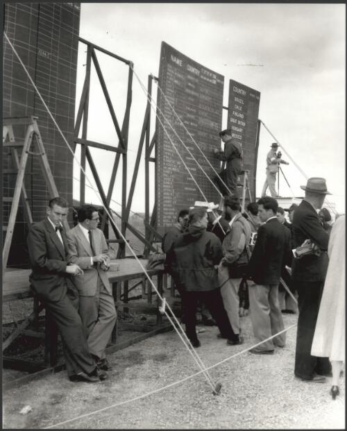 Scoreboard at the modern pentathlon shooting at Williamstown, Victoria, November 1956 [picture] / Bruce Howard