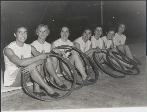 The Italian women's gymnastic team, Melbourne, Victoria, 1956 [picture] / Bruce Howard