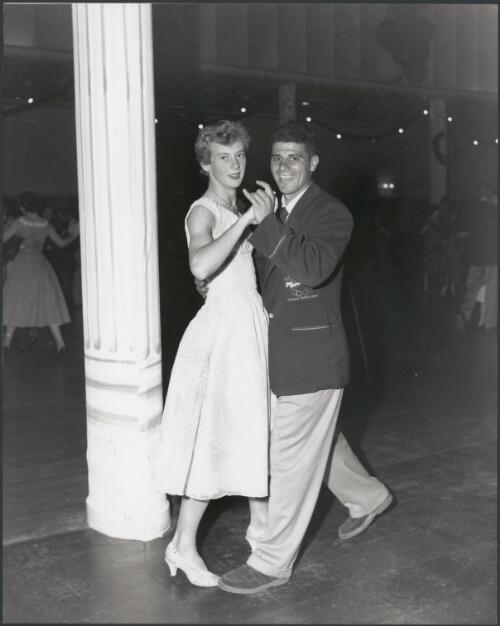 Betty Cuthbert has a last Olympic dance at the Royal Ballroom with Terry Nicholl, Melbourne, 1956 [picture] / Bruce Howard