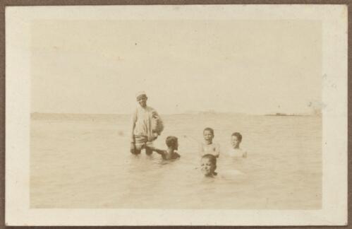 Group of children in the water, Lemnos Island, Greece, May 1915 / W.A.S. Dunlop