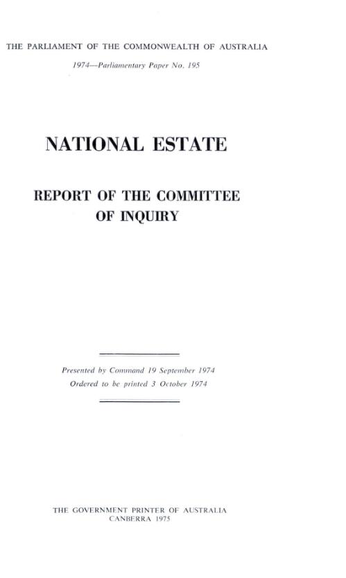 National Estate : report of the Committee of Inquiry