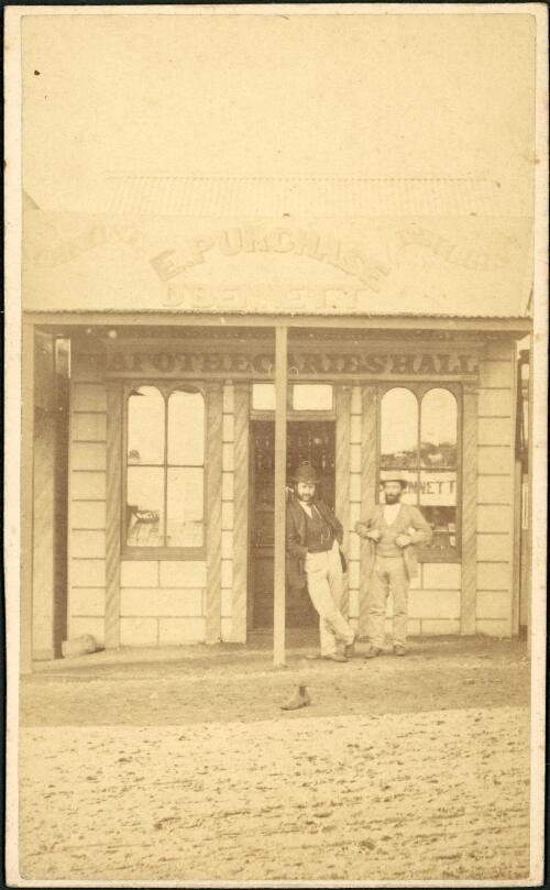 Doctor Reginal Henry Kemp Bennett's surgery and Edward Purchase's chemist shop, Gulgong, New South Wales, ca. 1872 [picture]