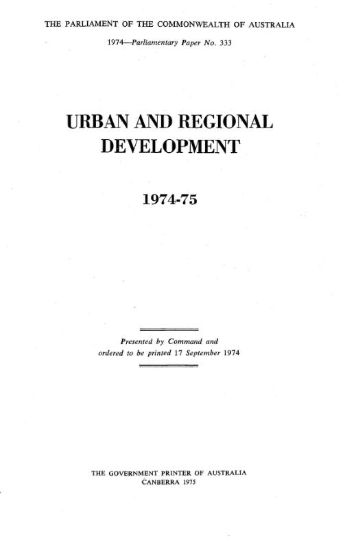 Urban and regional development, 1974-75