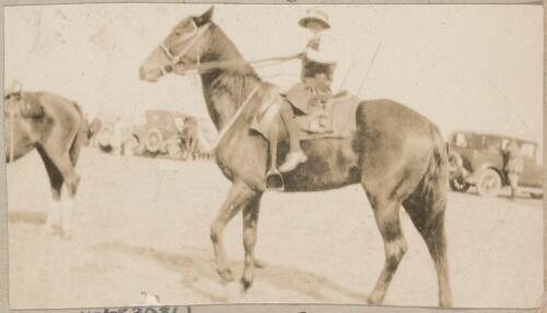 Joan Dunlop mounted on a horse, 1927 / W. A. S. Dunlop
