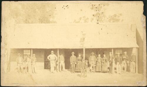 Group outside building, Gulgong, New South Wales, ca. 1872 [picture]