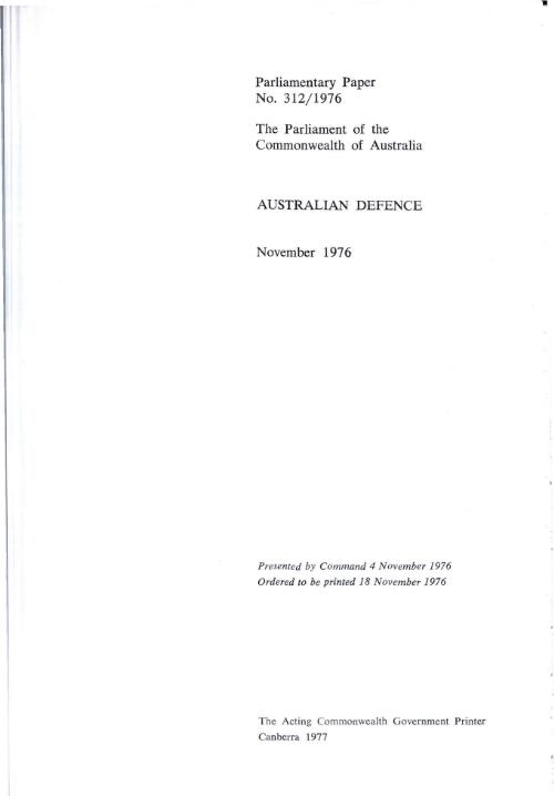 Australian defence November, 1976 / [Dept. of Defence]