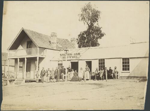 Patrick Glasheen and family outside his Golden Age Hotel, Trunkey Creek, New South Wales, ca. 1872 [picture]