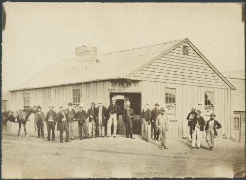 Men in front of the Bank of New South Wales, Gulgong, New South Wales, ca. 1872 [picture]