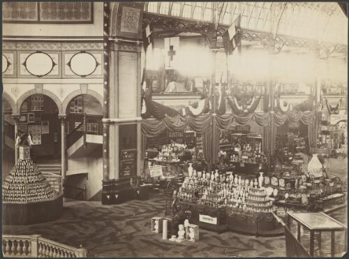 West transept with the entrances to the Austrian and German courts, in the Sydney International Exhibition, ca. 1880 [picture] / Richards & Co