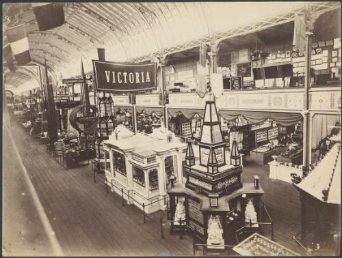 South nave with exhibits from Victoria, Sydney, ca. 1880 [picture] / Richards & Co