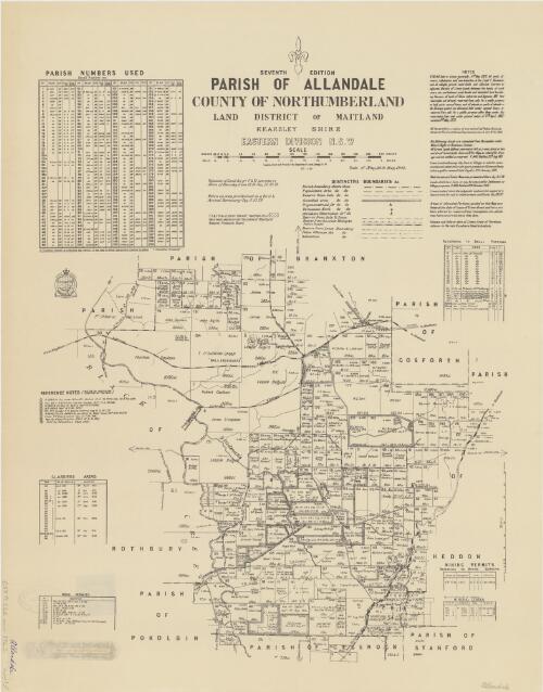 Parish of Allandale, County of Northumberland [cartographic material] : Land District of Maitland, Kearsley Shire, Eastern Division N.S.W / compiled, drawn and printed at the Department of Lands, Sydney, N.S.W