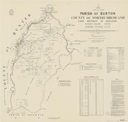 Parish of Burton, County of Northumberland [cartographic material] : Land District of Singleton, Patrick Plains Shire, Eastern Division N.S.W. / compiled, drawn & printed at the Department of Lands, Sydney, N.S.W