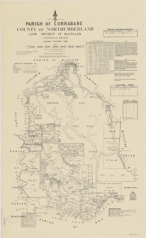 Parish of Corrabare, County of Northumberland [cartographic material] : Land District of Maitland, Cessnock Shire, Eastern Division N.S.W. / compiled, drawn and printed at the Department of Lands, Sydney, N.S.W
