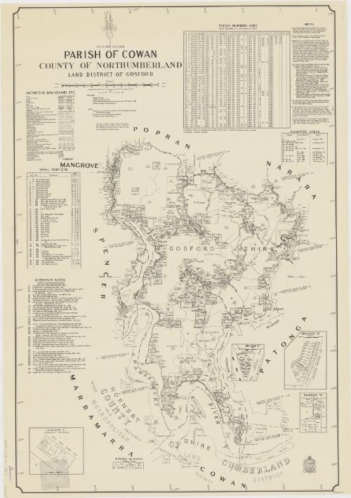 Parish of Cowan, County of Northumberland [cartographic material] : Land District of Gosford / compiled, drawn & printed at the Department of Lands, Sydney, N.S.W