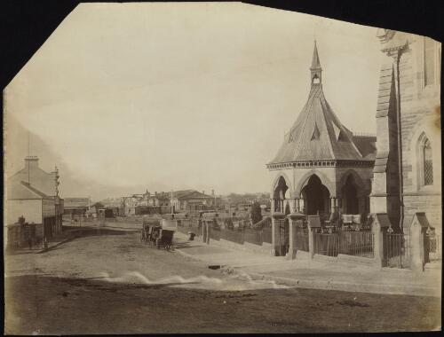 Redfern Mortuary Station and church from Regent Street, with Central Railway Station in the background [picture]