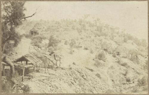 View of gold mine workings on a hill, Hill End region [?], New South Wales, ca.1872 [picture]