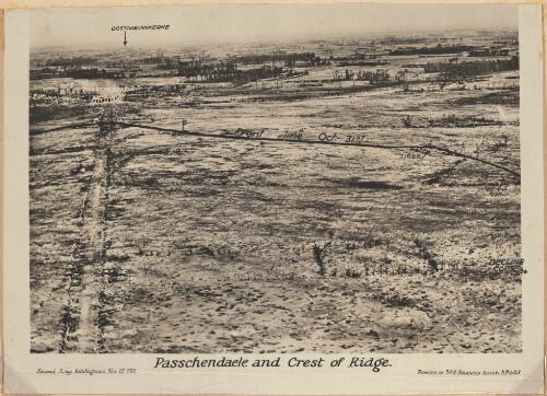 Aerial view of militiary operations at Passchendaele and the crest of a ridge, Belgium, October 1917 [picture]