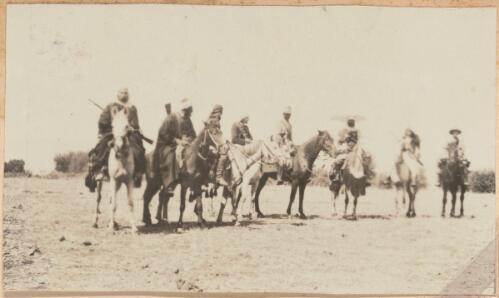 Arab men on horse back, Middle East, 1918