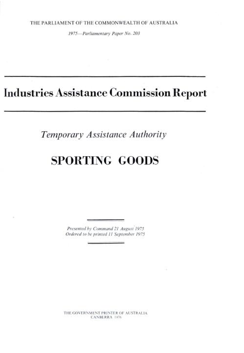 Sporting goods / Temporary Assistance Authority