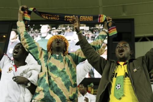 Ghana supporters at the International friendly soccer match, between Australia and Ghana played at the Sydney Football Stadium, 23 May, 2008, 1 [picture] / John Slaytor