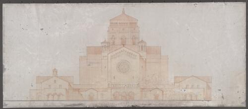Front elevation for proposed plan of Anglican Cathedral, Canberra, ca. 1926 [picture] / [Kenneth Oliphant]