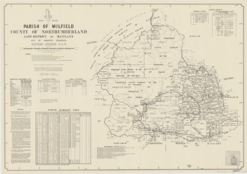 Parish of Milfield, County of Northumberland [cartographic material] : Land District of Maitland, City of Greater Cessnock, Eastern Division N.S.W. / compiled, drawn & printed at the Department of Lands, Sydney, N.S.W