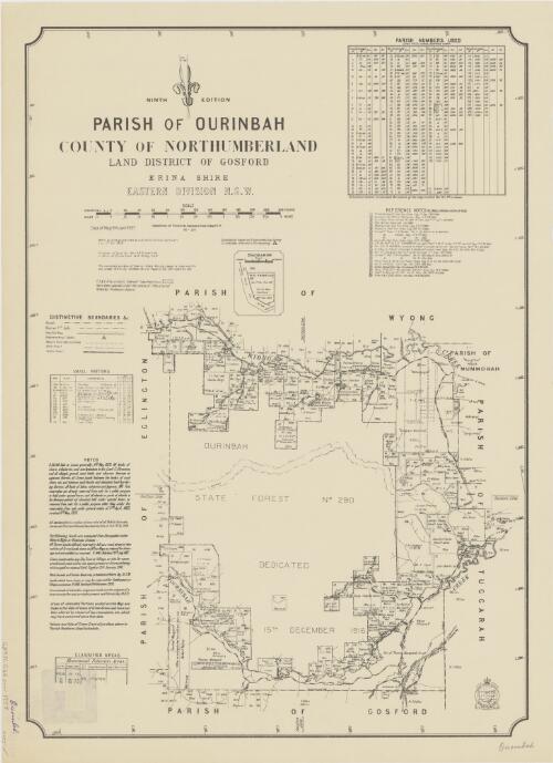 Parish of Ourinbah, County of Northumberland [cartographic material] : Land District of Gosford, Erina Shire, Eastern Division N.S.W. / compiled, drawn and printed at the Department of Lands, Sydney, N.S.W