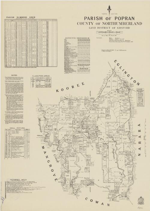 Parish of Popran, County of Northumberland [cartographic material] : Land District of Gosford / compiled, drawn & printed at the Department of Lands, Sydney, N.S.W