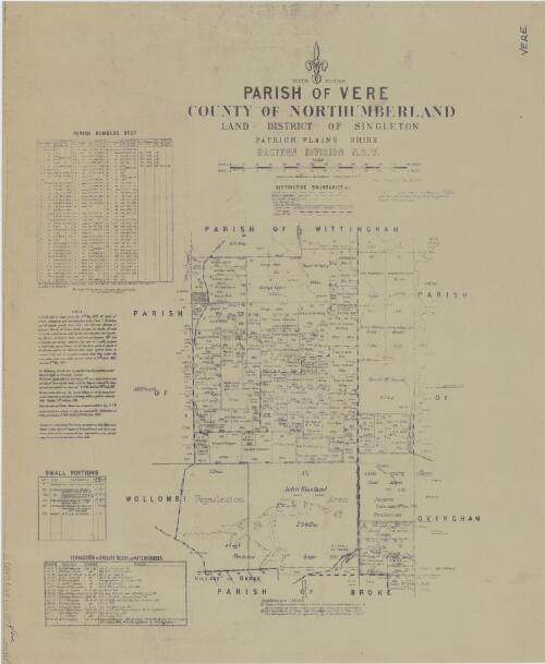 Parish of Vere, County of Northumberland [cartographic material] : Land District of Singleton, Patrick Plains Shire, Eastern Division N.S.W. / compiled, drawn and printed at the Department of Lands, Sydney N.S.W