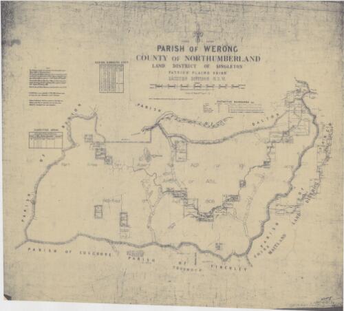 Parish of Werong, County of Northumberland [cartographic material] : Land District of Singleton, Patrick Plains Shire, Eastern Division N.S.W. / compiled, drawn and printed at the Department of Lands, Sydney, N.S.W