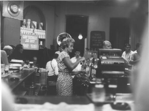 Barmaid, Angel Hotel, George Street, Sydney, 1964 [picture] / Raymond de Berquelle
