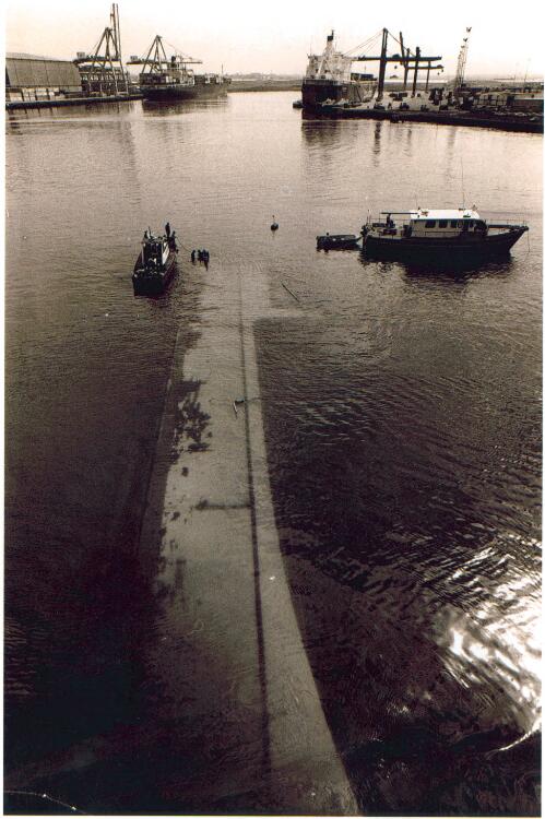 The freighter Straitsman sank as it came in to dock at South Wharf in Melbourne in 1974 [picture] / Bruce Howard