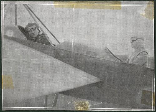 Miss Trehawke Davies with her pilot Gustav Hamel in her Morane Saulnier monoplane, ca. 1913 [picture]