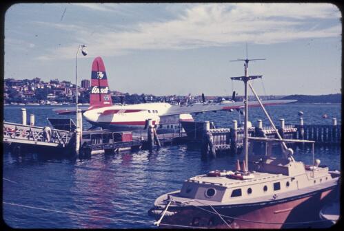 Ansett flying boat, Rose Bay, 1957 [transparency] / Tom Meigan