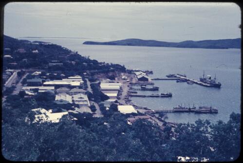 View of Port Moresby harbour, 1955 or 1956 [transparency] / Tom Meigan