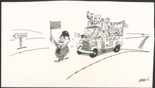 "Republic or bust, 2000", John Howard is slow to introduce Republic debate and referendum, 1998 [picture] / Moir