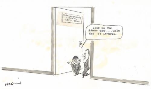 "Look on the bright side ... we've got 79 leaders ...", Hewson is leader of Liberals [picture] / Moir