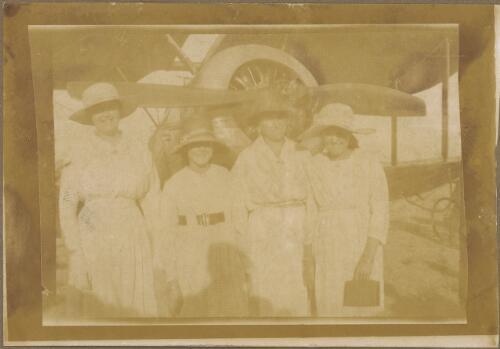 Four women stand in front of Sopwith Dove biplane K168, Glenelg, ca. 1919 [picture]