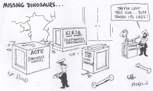 Missing dinosaurs, "They've left this one ... just taken its legs!", December 2002 [picture] / Moir