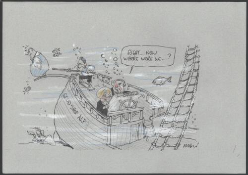 "Right ... now where were we ...?", failed attempt at ALP leadership by Kim Beazley, March 2003 [picture] / Moir