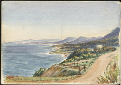 Coastal road and countryside with hills in the background, ca. 1885 [picture] / H.J. Graham