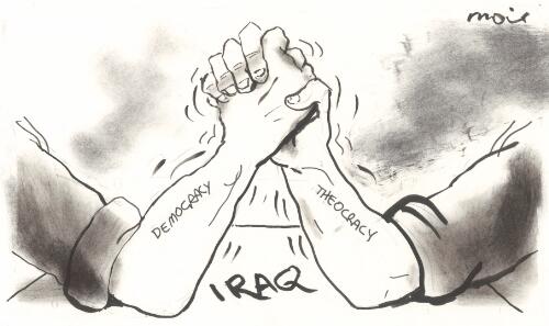 Arm wrestling [Democracy versus Theocracy over Iraq] [picture] / Moir