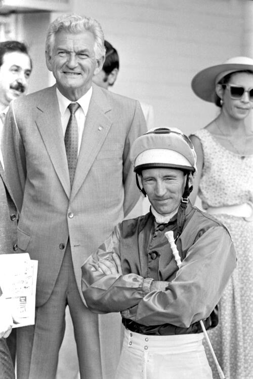Mick Dittman and Bob Hawke at Randwick, New South Wales, 1991 [picture] / Ern McQuillan