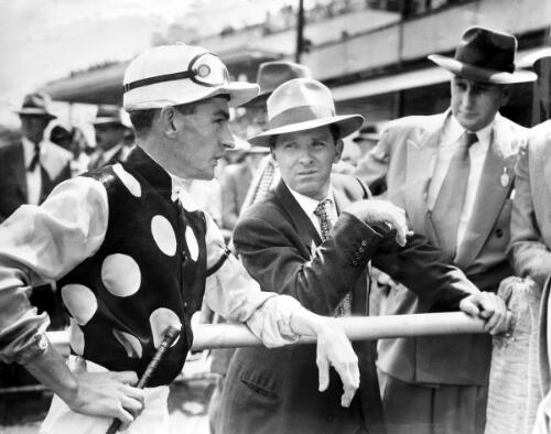 Jack Thompson and Tommy Smith at Rosehill, New South Wales, 1956 [picture] / Ern McQuillan