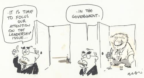 "It is time to focus our attention on the leadership issue ... in the government" [Liberal leader John Howard and Liberal Party president John Elliott] [picture] / Moir