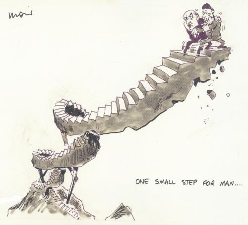 One small step for man ... [Ronald Reagan and Mikhail Gorbachev] [picture] / Moir