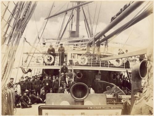 Passengers and crew on board the S.S. Orient on the way to Australia, 1881 [picture] / J.W. Lindt