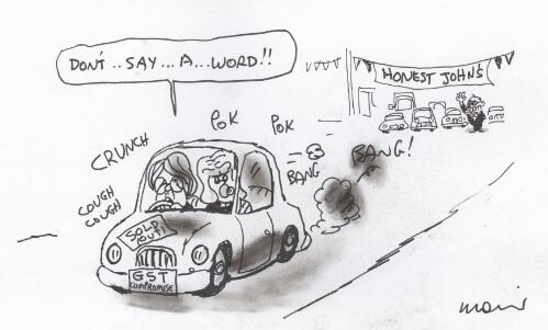 "Don't say a word!!" [Meg Lees and Natasha Stott Despoja of the Australian Democrats help John Howard to get the GST legislation passed by the Senate] [picture] / Moir